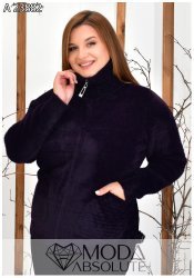Жіноча кофта з альпаки на змійці з коміром А 23882